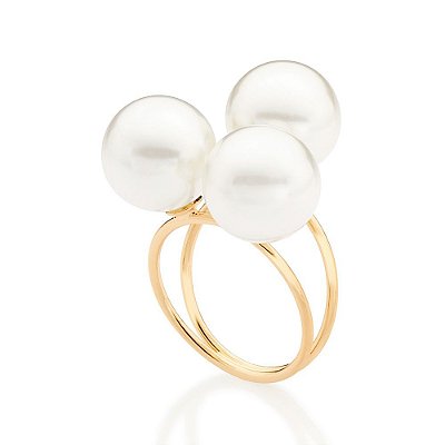 MAX ANEL FOLHEADO A OURO COM PÉROLAS ROMMANEL 513282