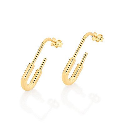 ARGOLA FOLHEADO A OURO FORMATO ALFINETE. MED 3CM ROMMANEL 527101