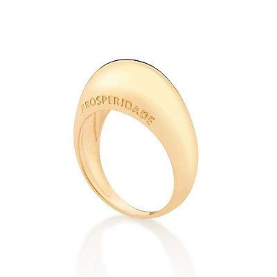 ANEL ABAULADO FOLHEADO A OURO ESCRITO PROSPERIDADE E ABUNDÂNCIA ROMMANEL 513318