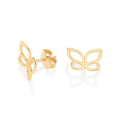 BRINCOS FOLHEADO A OURO BORBOLETA. MED 1,2CM ROMMANEL 527092