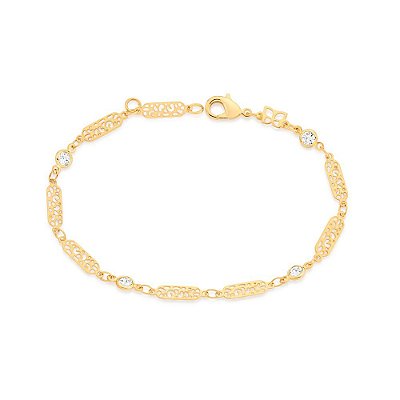 PULSEIRA FOLHEADO A OURO COM ZIRCÔNIAS. MED 20CM ROMMANEL 552063