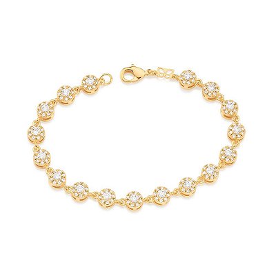 PULSEIRA FOLHEADO A OURO COM ZIRCÔNIAS. MED 19CM ROMMANEL 552066