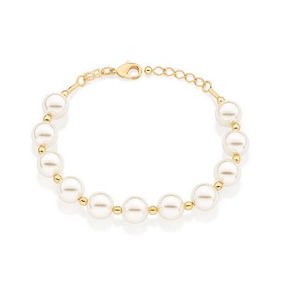 PULSEIRA FOLHEADO A OURO PÉROLA SINTÉTICA. MED 20CM ROMMANEL 552053