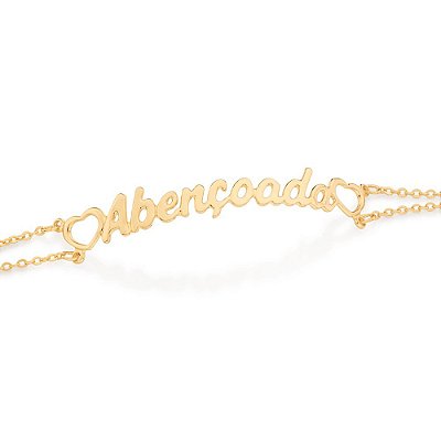 PULSEIRA ABENÇOADA FOLHEADO A OURO COM CORAÇÕES. MED 20CM ROMMANEL 552056