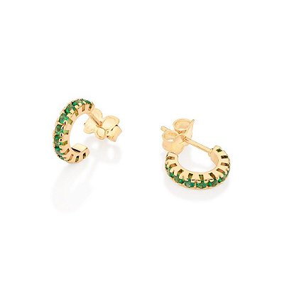 ARGOLA FOLHEADO A OURO COM ZIRCÔNIAS VERDE. MED 1,10CM ROMMANEL 527095