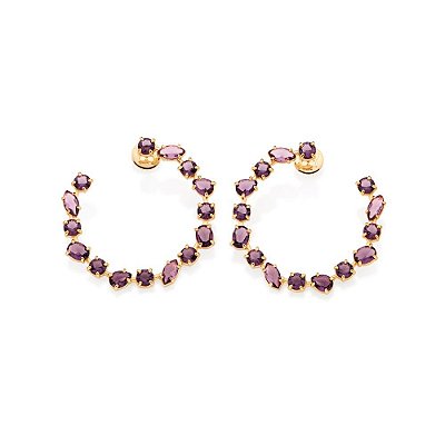 MAXI ARGOLA FOLHEADO A OURO COM CRISTAIS LILÁS. MED 5,7CM ROMMANEL 527098