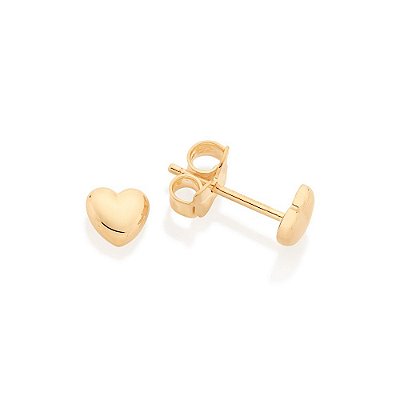 BRINCO FOLHEADO A OURO CORAÇÃO ABAULADO. MED 0,50CM ROMMANEL 527059