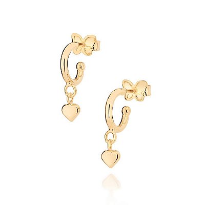 ARGOLA FOLHEADO A OURO COM CORAÇÃO PENDURADO. MED 1,6CM ROMMANEL 527060