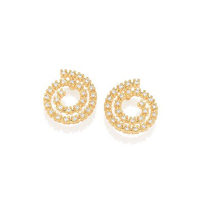 BRINCO BOTÃO FOLHEADO A OURO FORMATO ESPIRAL. MED 1,3CM ROMMANEL 527062