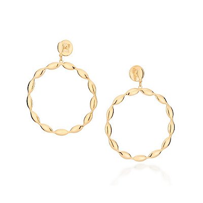 MAXI BRINCO FOLHEADO A OURO FORMATO CÍRCULO. MED 6CM ROMMANEL 527066