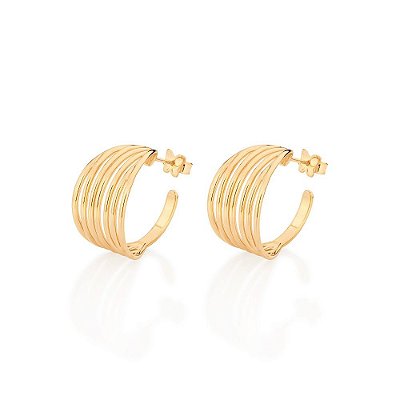 ARGOLA FOLHEADO A OURO FIOS LISOS. MED 1,3CM ROMMANEL 527079