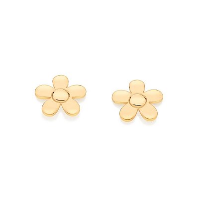 BRINCO FOLHEADO A OURO FLOR. MED 0,90CM ROMMANEL 527108