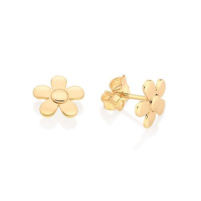 BRINCO FOLHEADO A OURO FLOR. MED 0,90CM ROMMANEL 527108