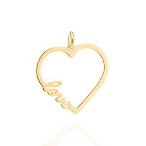 PINGENTE FOLHEADO A OURO CORAÇÃO LOVE. MED 3,5CM ROMMANEL 542661