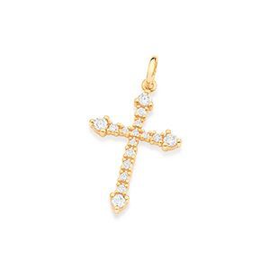 PINGENTE FOLHEADO A OURO CRUZ COM ZIRCÔNIAS. MED 3,7CM ROMMANEL 542663