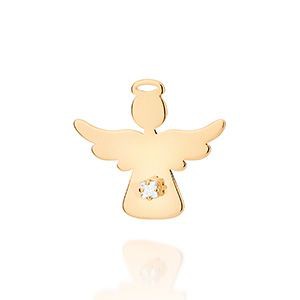 PINGENTE FOLHEADO A OURO ANJO COM ZIRCÔNIA. MED 1,7CM ROMMANEL 542676