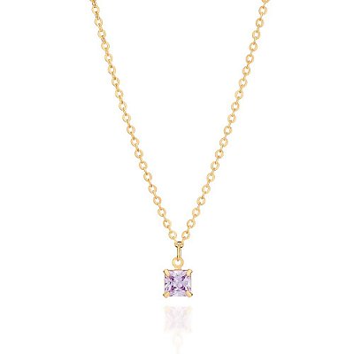 GARGANTILHA MÊS DE JUNHO FOLHEADO A OURO COM ZIRCÔNIA LILÁS. MED 50CM ROMMANEL 532400