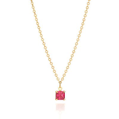 GARGANTILHA MÊS DE JULHO FOLHEADO A OURO COM ZIRCÔNIA ROSA ESCURO. MED 50CM ROMMANEL 532405