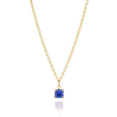 GARGANTILHA MÊS DE SETEMBRO FOLHEADO A OURO COM ZIRCÔNIA AZUL ESCURO. MED 50CM ROMMANEL 532395