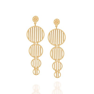 MAXI BRINCO FOLHEADO A OURO FORMATO CIRCULOS. MED 5,9CM ROMMANEL 523281