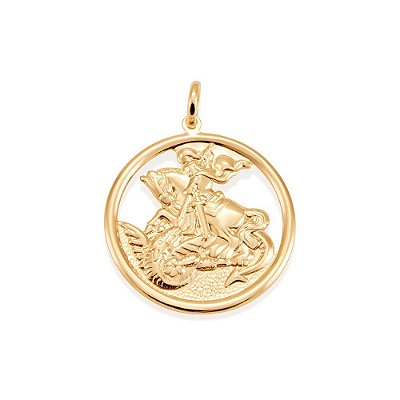 PINGENTE MASCULINO FOLHEADO A OURO SÃO JORGE. MED 3CM ROMMANEL 541256