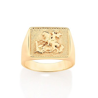 ANEL MASCULINO FOLHEADO A OURO SÃO JORGE ROMMANEL 513312