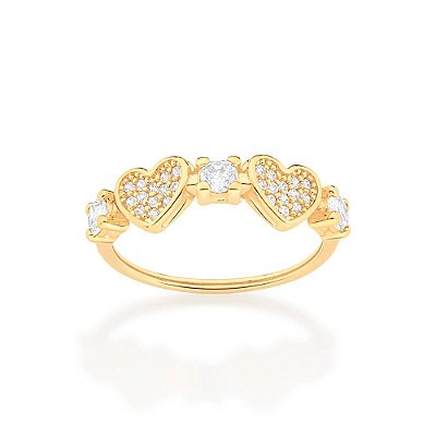 ANEL FOLHEADO A OURO CORAÇÕES ROMMANEL 513291