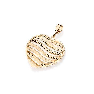 PINGENTE FOLHEADO A OURO CORAÇÃO DIAMANTADO. MED 3CM ROMMANEL 541516