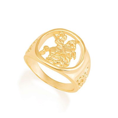 ANEL MASCULINO FOLHEADO A OURO SÃO JORGE ROMMANEL 511145