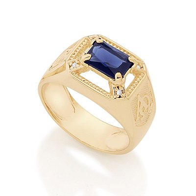 ANEL DE FORMATURA MASCULINO FOLHEADO A OURO ALFA E ÔMEGA ROMMANEL 512713