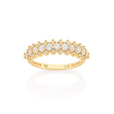 MEIA ALIANÇA FOLHEADO A OURO COM ZIRCÔNIAS ROMMANEL 513320