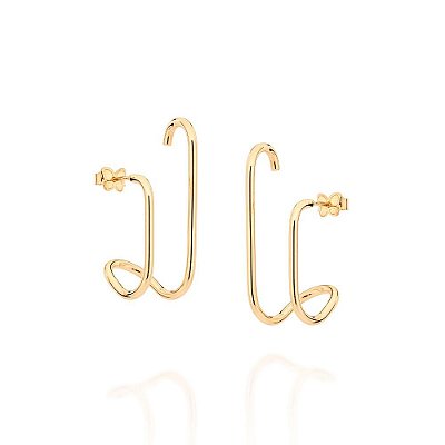 BRINCO EAR HOOK ARO DUPLO FOLHEADO A OURO. MED 3,5CM ROMMANEL 527111