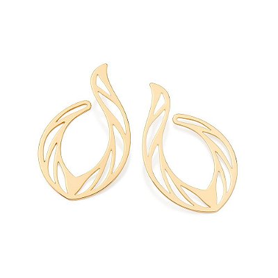 MAXI BRINCO GOTA FOLHEADO A OURO. MED 5,5CM ROMMANEL 527120