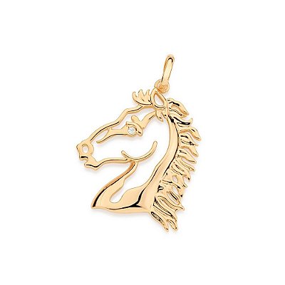 PINGENTE MASCULINO FOLHEADO A OURO CABEÇA DE CAVALO. MED 4CM ROMMANEL 542685