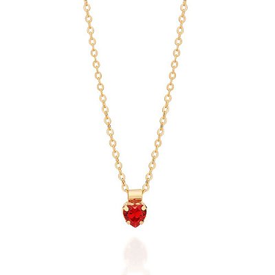 GARGANTILHA CORAÇÃO FOLHEADO A OURO CRISTAL VERMELHO. MED 50CM ROMMANEL 532427