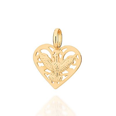 PINGENTE CORAÇÃO FOLHEADO A OURO ESPÍRITO SANTO. MED 1,7CM ROMMANEL 542697