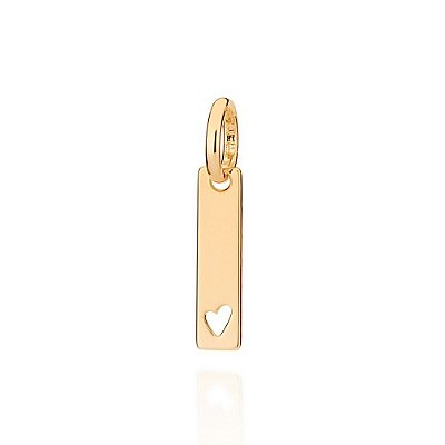 PINGENTE RETANGULAR FOLHEADO A OURO COM CORAÇÃO VAZADO. MED 2,1CM ROMMANEL 542698