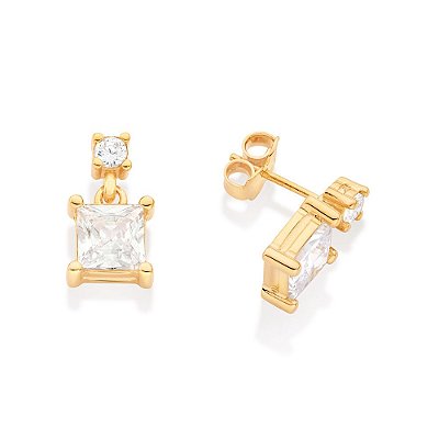 BRINCO FOLHEADO A OURO COM ZIRCÔNIAS. MED 1,4CM ROMMANEL 527132