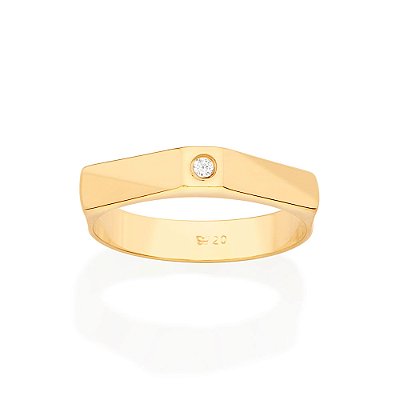 ALIANÇA ABSTRATA FOLHEADO A OURO COM ZIRCÔNIA ROMMANEL 513340