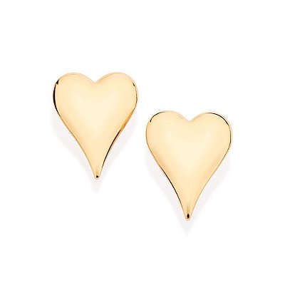 BRINCO BOTÃO FOLHEADO A OURO CORAÇÃO LISO. MED 1,9CM ROMMANEL 527140
