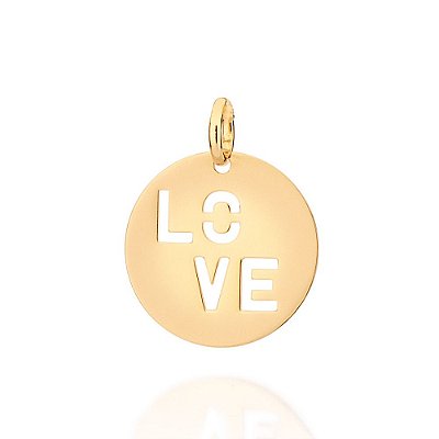 PINGENTE FOLHEADO A OURO LOVE. MED 2,7CM ROMMANEL 542705