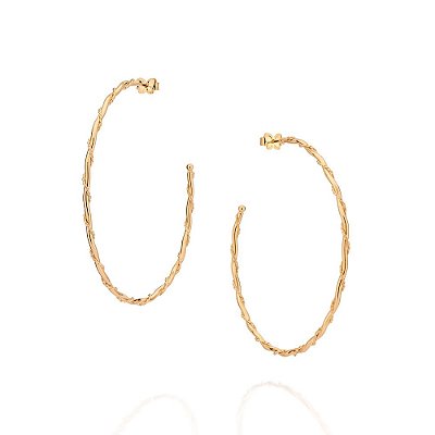 ARGOLA FOLHEADO A OURO ARO TORCIDO. MED 6CM ROMMANEL 527156