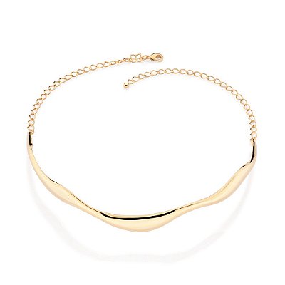 GARGANTILHA CHOKER FOLHEADO A OURO ARO ONDULADO. MED 11,5CM ROMMANEL 532452