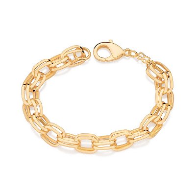 PULSEIRA FOLHEADO A OURO ELO CADEADO DUPLO. MED 19CM ROMMANEL 552080