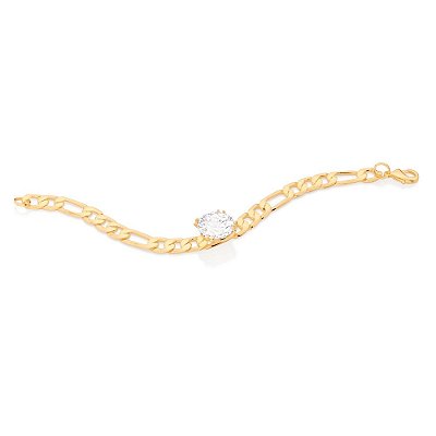 PULSEIRA FOLHEADO A OURO COM ZIRCÔNIAS. MED 19CM ROMMANEL 552068
