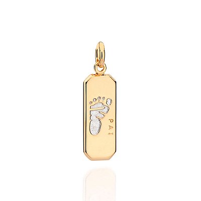 PINGENTE MASCULINO FOLHEADO A OURO PLACA PÉ DE BEBÊ. MED 3,1CM ROMMANEL 542713