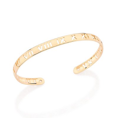 BRACELETE MASCULINO FOLHEADO A OURO ALGARISMOS ROMANOS. MED 6,5CM ROMMANEL 552083