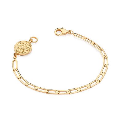 PULSEIRA MASCULINA FOLHEADO A OURO SÃO BENTO. MED 21CM ROMMANEL 552106