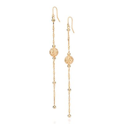 BRINCO LONGO FOLHEADO A OURO BOLA. MED 11,4CM ROMMANEL 527167
