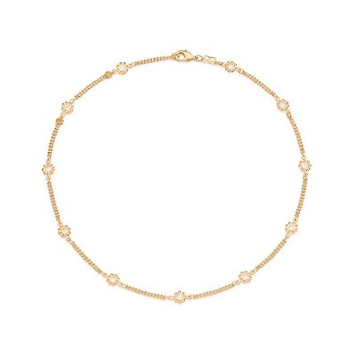 GARGANTILHA CHOKER FOLHEADO A OURO COM ZIRCÔNIAS. MED 40CM ROMMANEL 532458